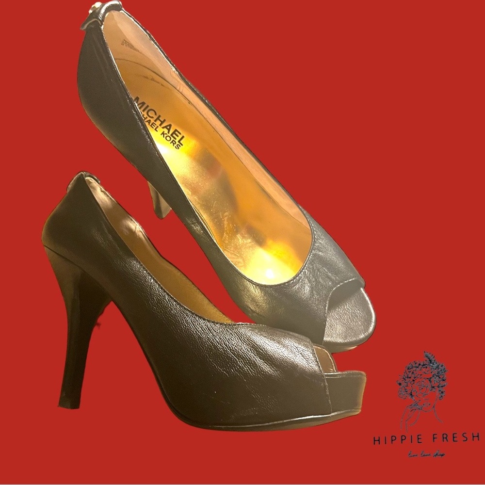 MICHAEL Michael Kors | Black Peep-Toe Miami Platform Pumps Size 8.5M